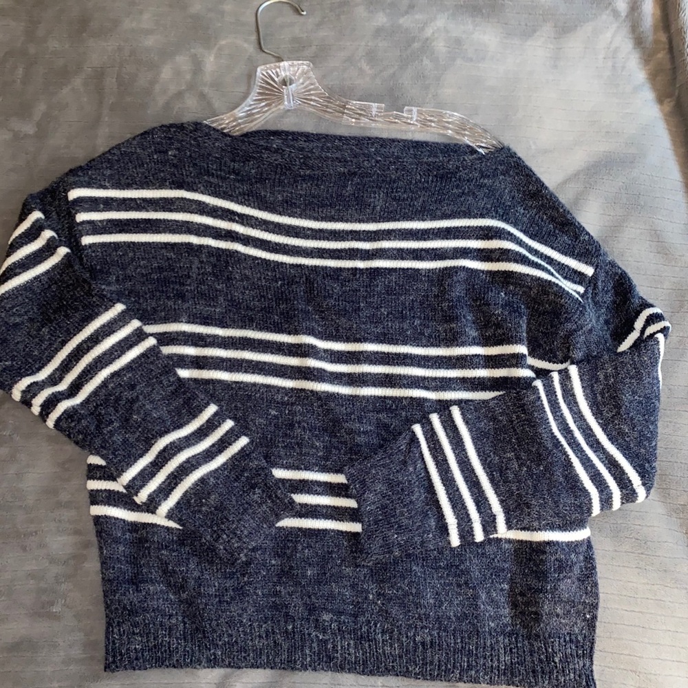Navy striped cropped sweater